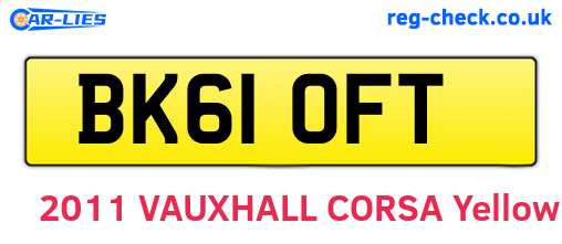 BK61OFT are the vehicle registration plates.