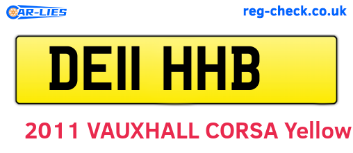 DE11HHB are the vehicle registration plates.