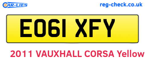 EO61XFY are the vehicle registration plates.