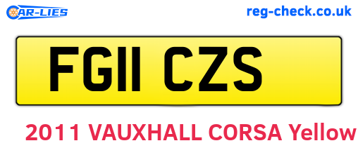 FG11CZS are the vehicle registration plates.