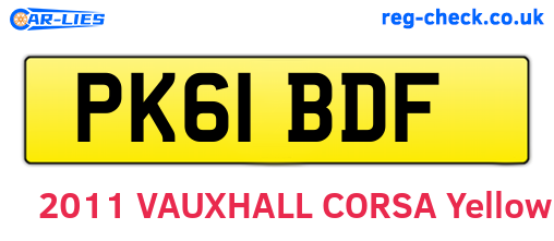 PK61BDF are the vehicle registration plates.