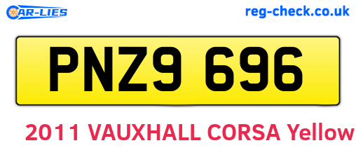 PNZ9696 are the vehicle registration plates.