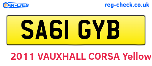 SA61GYB are the vehicle registration plates.