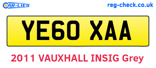 YE60XAA are the vehicle registration plates.