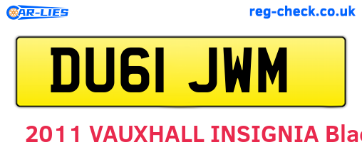 DU61JWM are the vehicle registration plates.