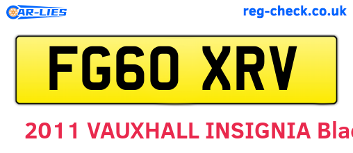 FG60XRV are the vehicle registration plates.