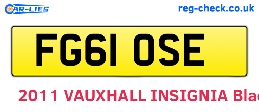 FG61OSE are the vehicle registration plates.