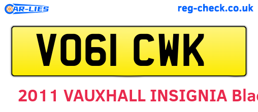 VO61CWK are the vehicle registration plates.
