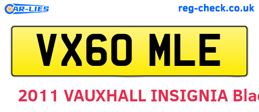 VX60MLE are the vehicle registration plates.