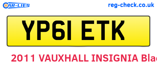 YP61ETK are the vehicle registration plates.