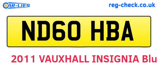 ND60HBA are the vehicle registration plates.