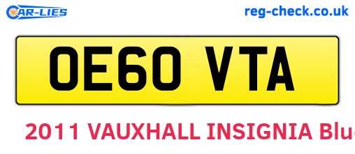 OE60VTA are the vehicle registration plates.