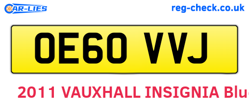 OE60VVJ are the vehicle registration plates.