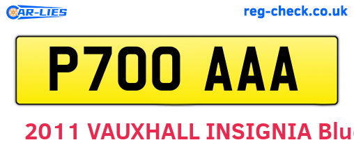 P700AAA are the vehicle registration plates.
