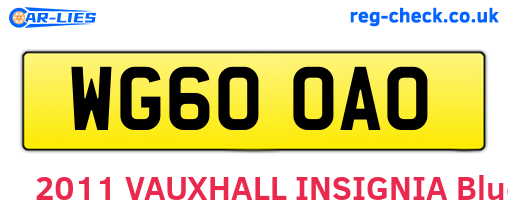WG60OAO are the vehicle registration plates.
