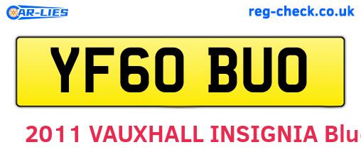 YF60BUO are the vehicle registration plates.
