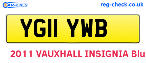 YG11YWB are the vehicle registration plates.