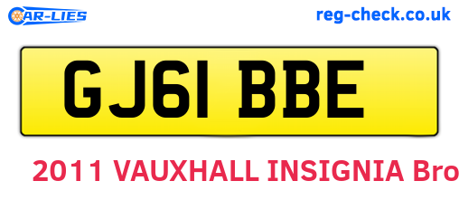 GJ61BBE are the vehicle registration plates.