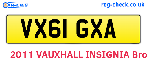 VX61GXA are the vehicle registration plates.