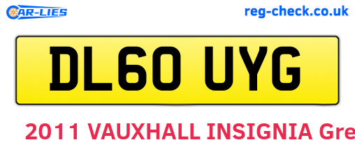 DL60UYG are the vehicle registration plates.