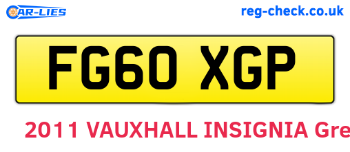 FG60XGP are the vehicle registration plates.