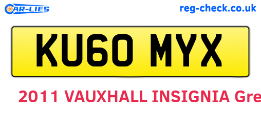 KU60MYX are the vehicle registration plates.