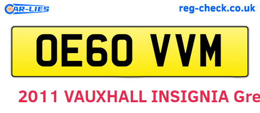 OE60VVM are the vehicle registration plates.