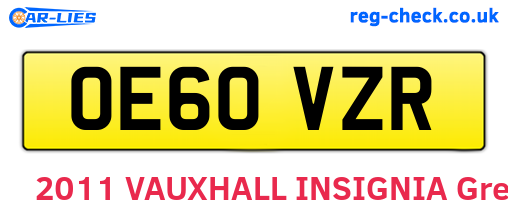 OE60VZR are the vehicle registration plates.
