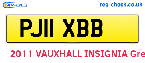 PJ11XBB are the vehicle registration plates.