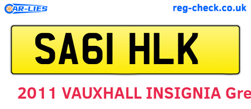 SA61HLK are the vehicle registration plates.