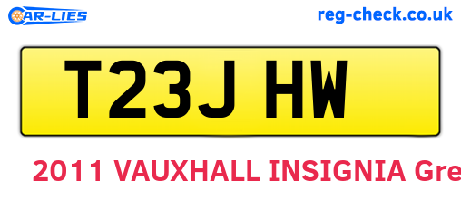 T23JHW are the vehicle registration plates.