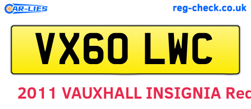 VX60LWC are the vehicle registration plates.