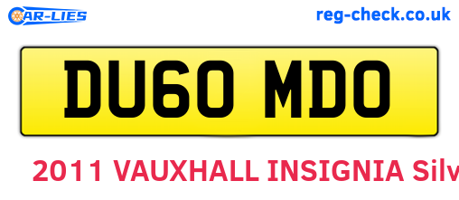 DU60MDO are the vehicle registration plates.