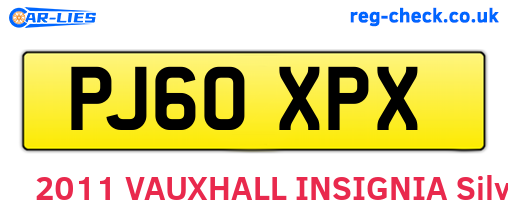 PJ60XPX are the vehicle registration plates.