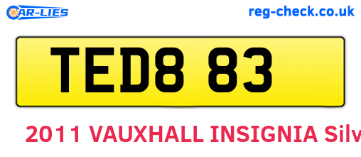 TED883 are the vehicle registration plates.