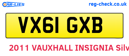 VX61GXB are the vehicle registration plates.
