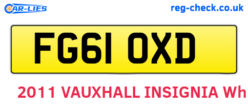 FG61OXD are the vehicle registration plates.