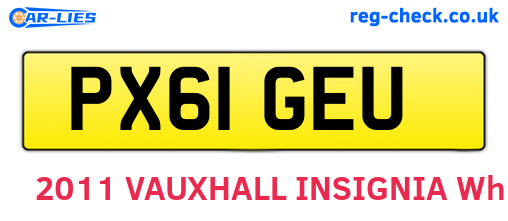 PX61GEU are the vehicle registration plates.