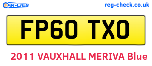 FP60TXO are the vehicle registration plates.