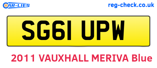 SG61UPW are the vehicle registration plates.