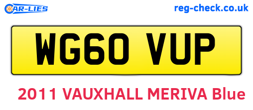 WG60VUP are the vehicle registration plates.