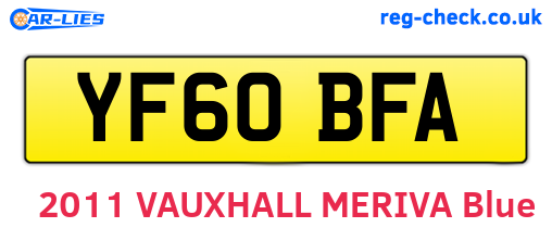 YF60BFA are the vehicle registration plates.