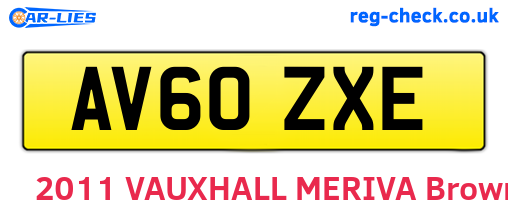 AV60ZXE are the vehicle registration plates.