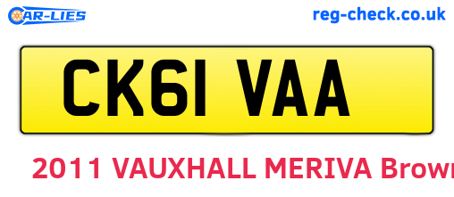 CK61VAA are the vehicle registration plates.