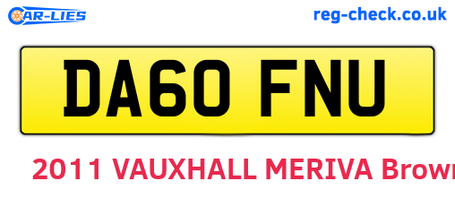 DA60FNU are the vehicle registration plates.