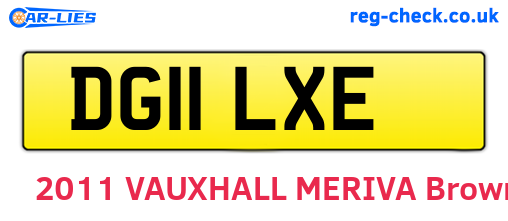 DG11LXE are the vehicle registration plates.