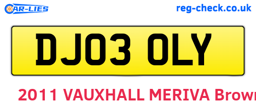 DJ03OLY are the vehicle registration plates.