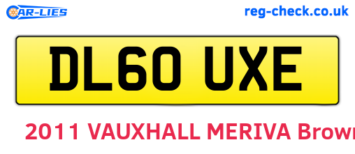 DL60UXE are the vehicle registration plates.