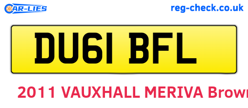DU61BFL are the vehicle registration plates.