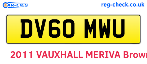 DV60MWU are the vehicle registration plates.